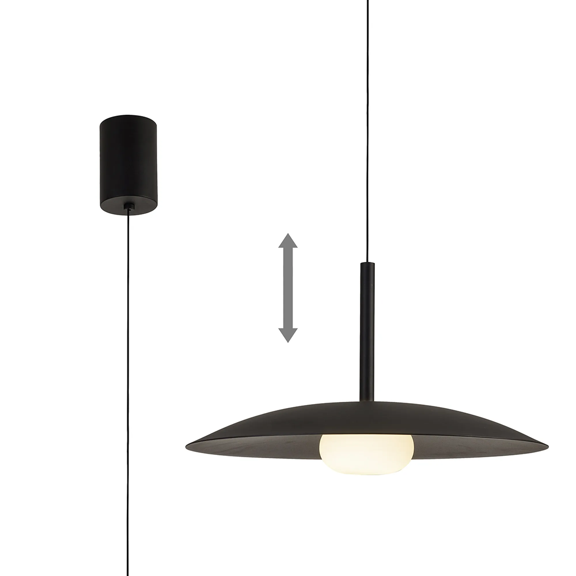 M8975  Lidia 40cm Rise And Fall Pendant 12W LED 3000K Black